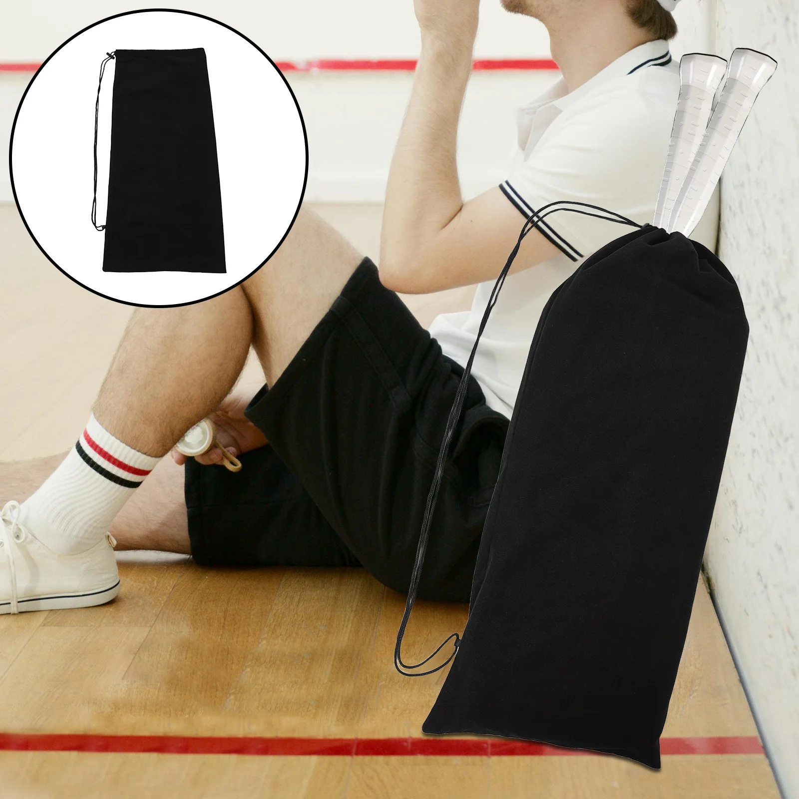 

Tennis Racket Bag Thick Fabric Single Shoulder Comfortable Carry Longlasting Protective Cover Spacious Badminton Racquet Pouch