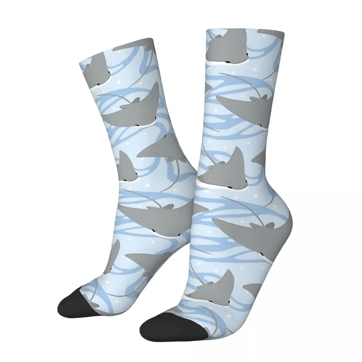 Retro Stingrays Cownose Ray Crazy Men's Socks Unisex Ocean Pattern Street Style Seamless Printed Novelty Crew Sock Boys Gift