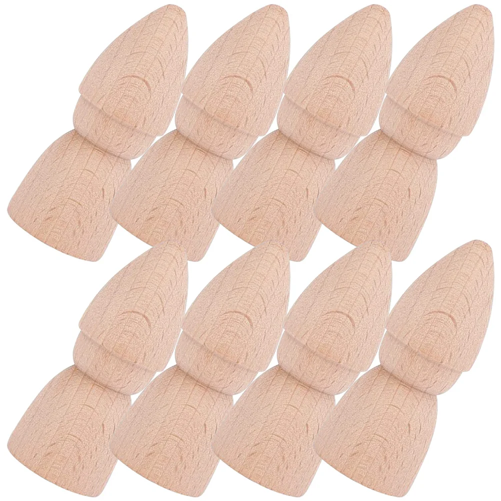 8 Pcs Wooden Puppet Peg Dolls Decor Unpainted Supplies DIY Unfinished Blank Child