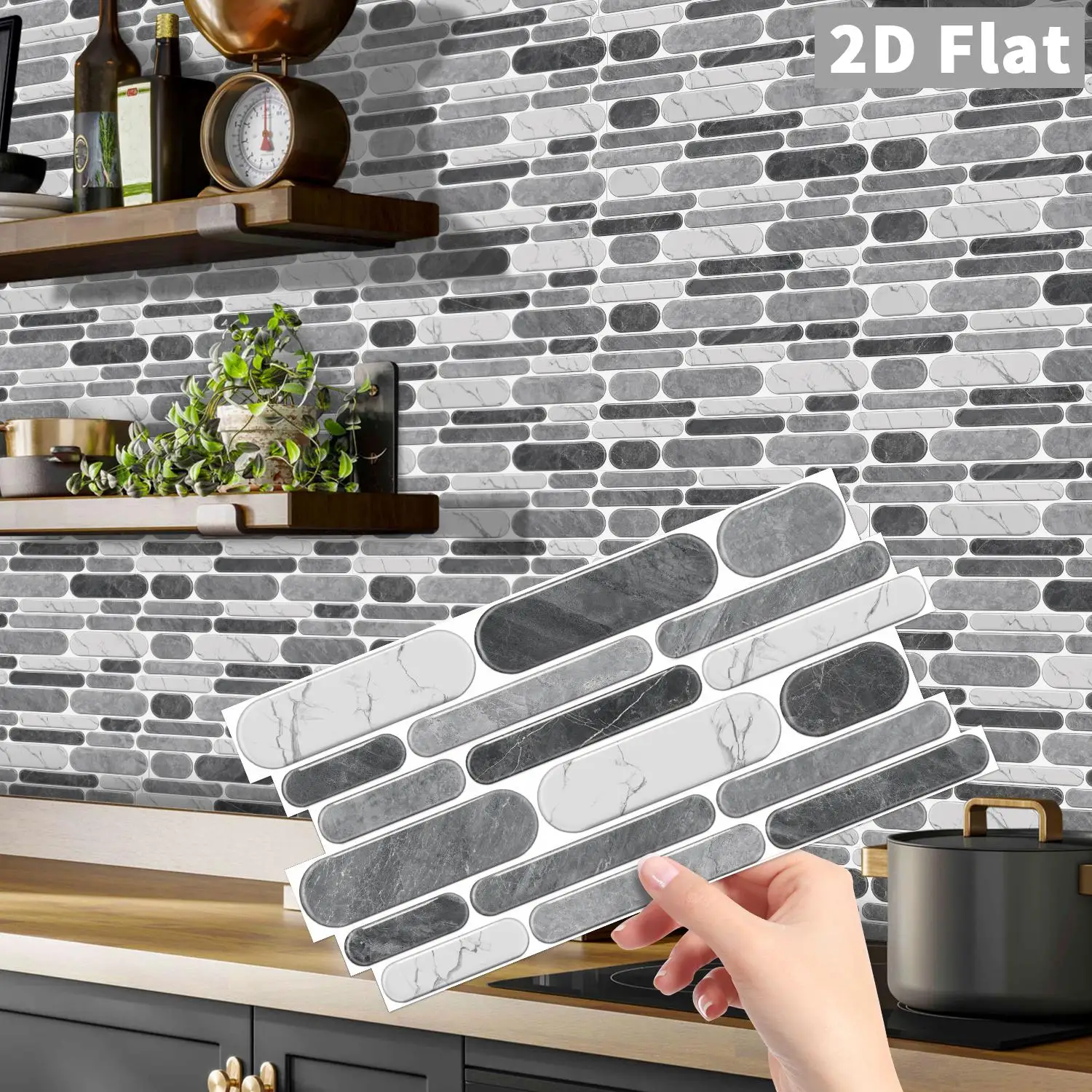 KUUJOJO Peel And Stick Tile Sticker Self Adhesive Stick On Tile Backsplash For Kitchen Bathroom, Bedroom Decoration