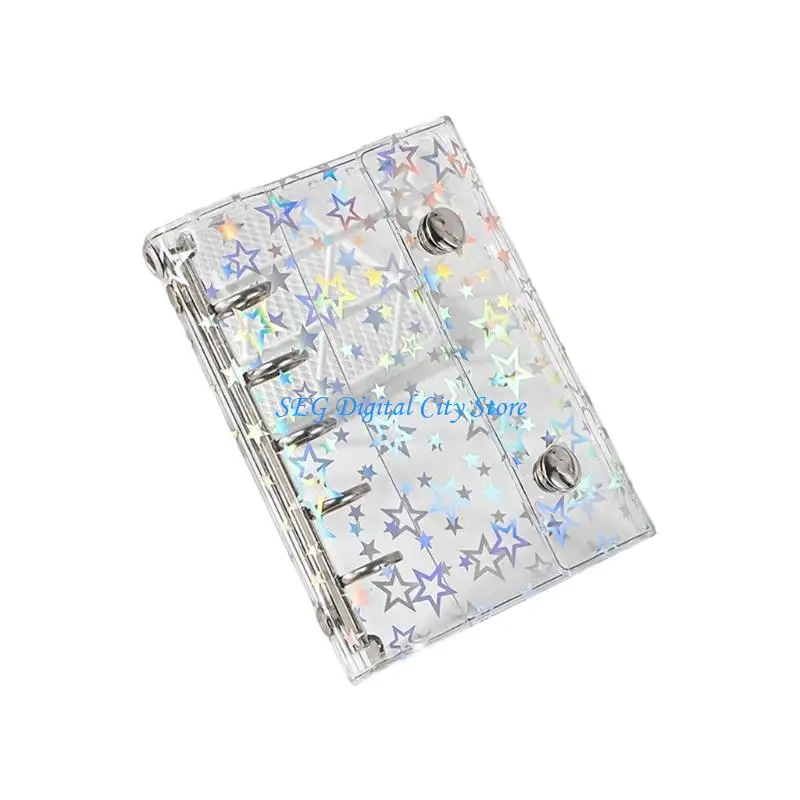 

U75B Shimmery Star Designs Double Lock Ring Transparent Binder Cover PVC For Document Organizing