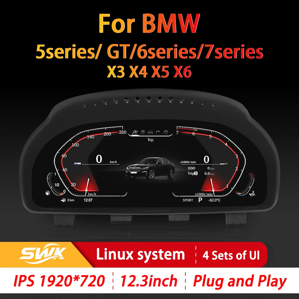 

Для BMW 5 серии GT 7 серии F10 F11 F07 F18 F01 X3 X5 F15 F16 Автомобильная ЖК-панель приборов 12,3-дюймовая системная панель Linux