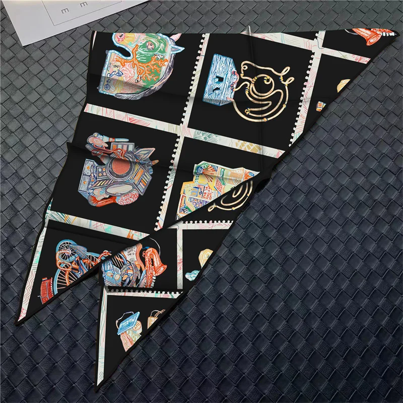 Seide Schal Frauen Regenwald Tiere Dreieck Schals Kopf Echarpes Seide Foulards Femme Wraps Strand Schals Bandana Dame Hijabs – Detail 15