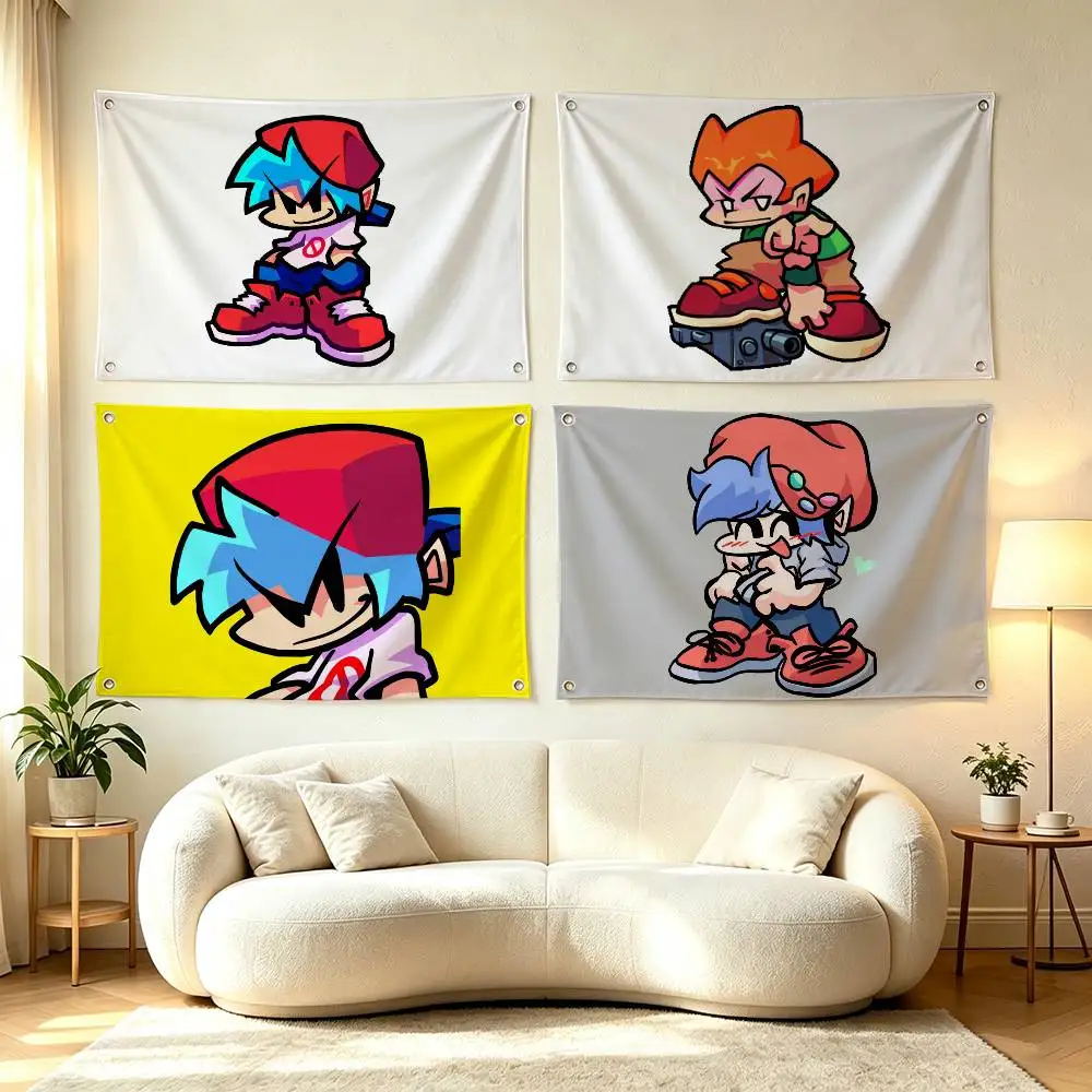 FNF BF Game Friday Night Funkin  Flags for Bedrooms Home Decor Items Outdoor Decors Garage Decoration Flaga