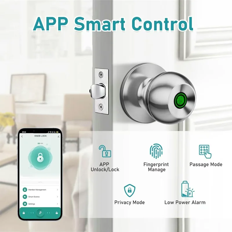 Bluetooth Tuya APP Control Smart Door Lock Keyless Door Handle Fingerprint Digital Electronic Door Lock