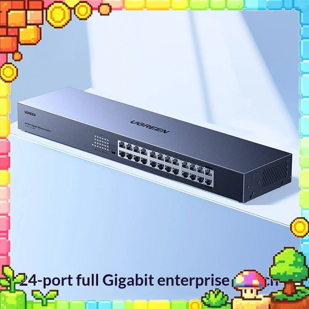 UGREEN CM950-85506 Gigabit Ethernet Switch 24 Port RJ45 Steel Housing 19 Inch Rack Mount Plug and Play for Office LAN CCTV