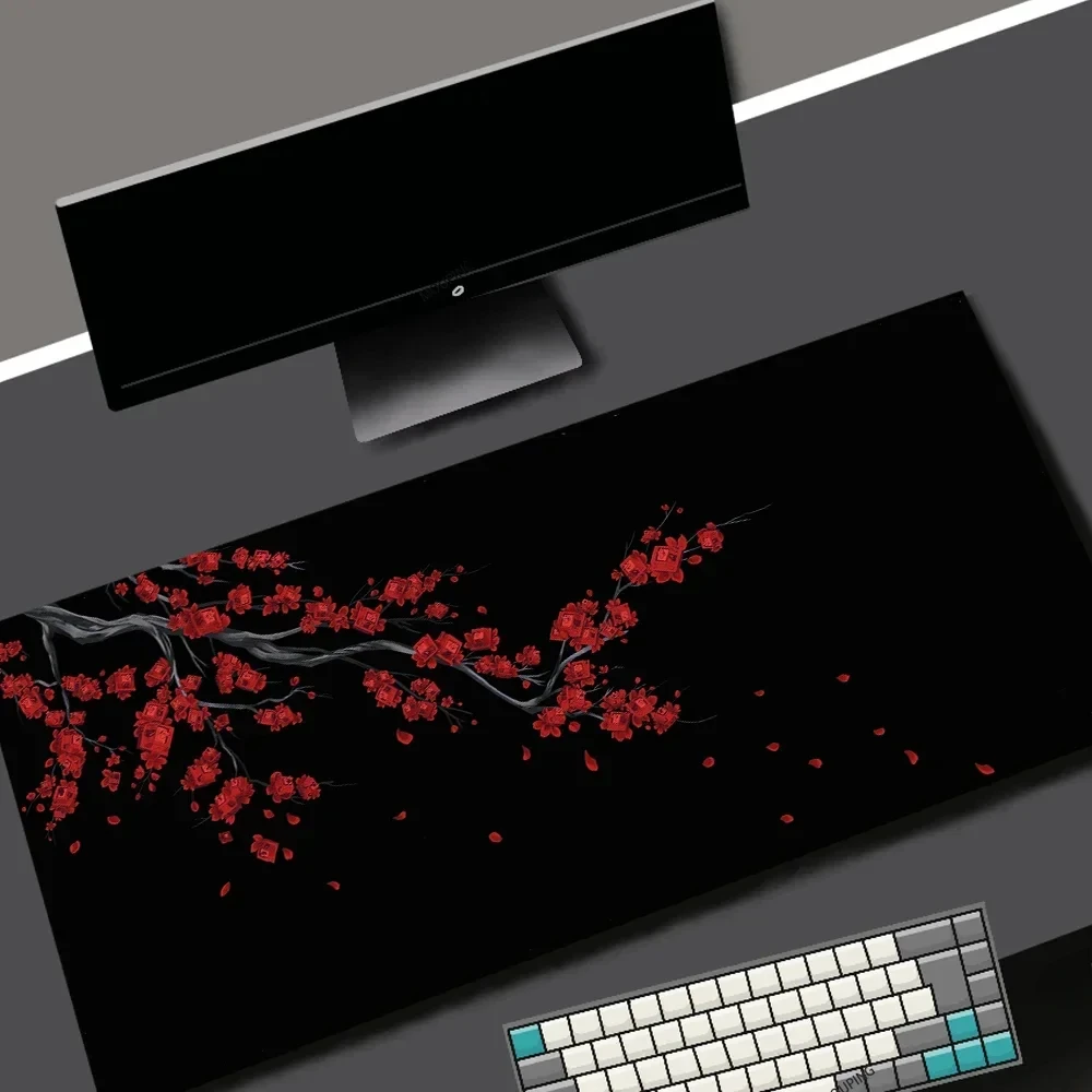 Sakura Mouse Pad Large Gamer Mousepad Pink Cherry Blossom Keyboard Mats XXL Mousemat Pc Accessories Rubber Office Desk Mat 90x40