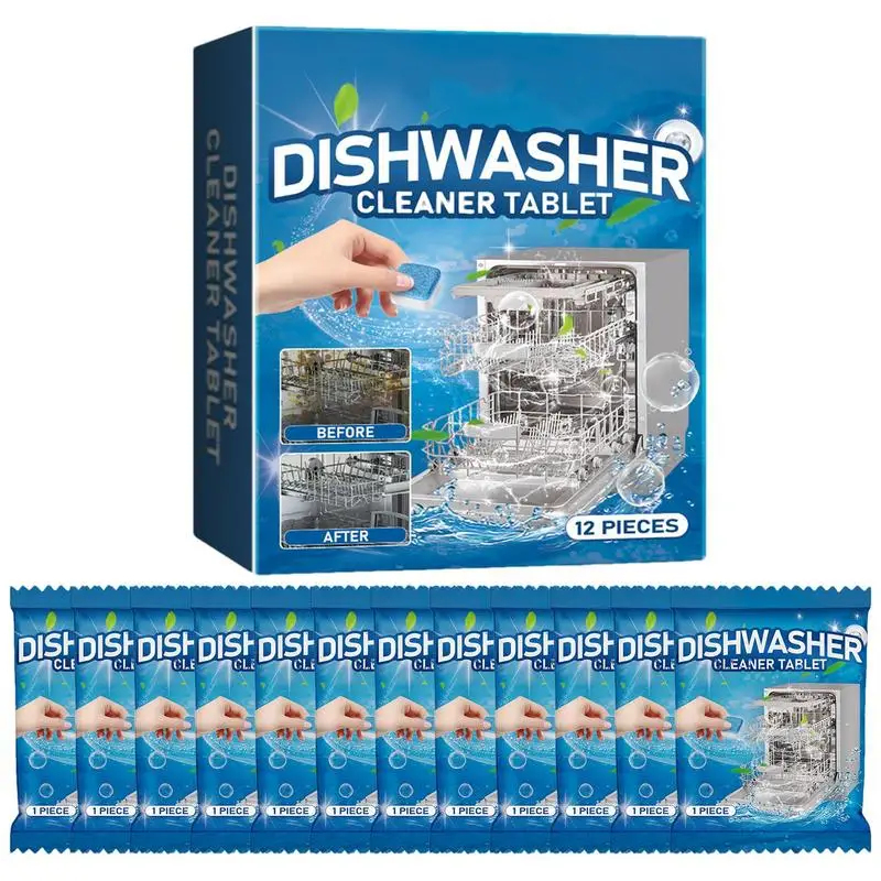 Dishwasher Deep Cleaning Tablets 12PCS Dishwasher Cleaner Tablets Removal Of Odors Cleaner Clean Dish Washer Tablets Deep