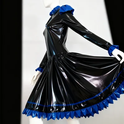 

Rubber 100%Latex Rubber Coat and short skirt Fetish Cosplay 0.4mm Maid's dress,S-XXL