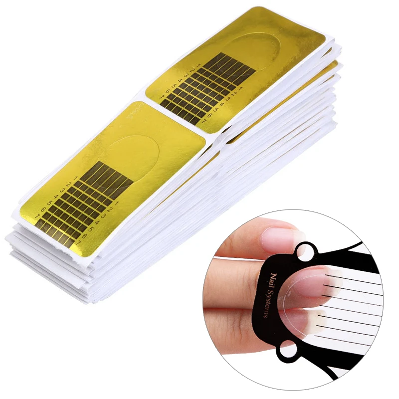 

50Pcs Professional Nail Forms Acrylic UV Gel Polish Nail Extension Stencil Manicure Tools DIY French Manicure Adhesive Sticker