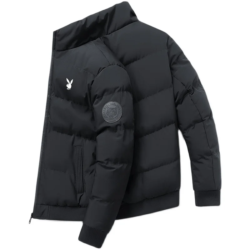  Men's ort Thiened Winter Jaet 2024 New Sle Stand Collar Warm Coat Autumn Winter Outerwear Polyester Elastic F...