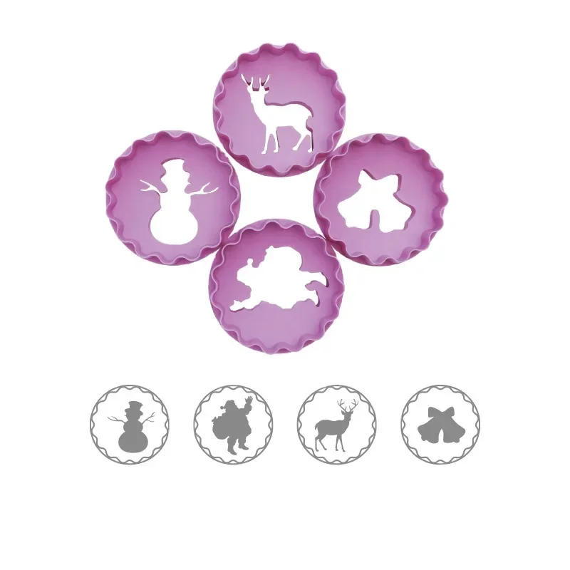 

4Pcs/Set Plastic Biscuit Embossing Mould Cupcake Fondant Round Double Sided Shape Cutting Die Chocolate Mold Bakeware