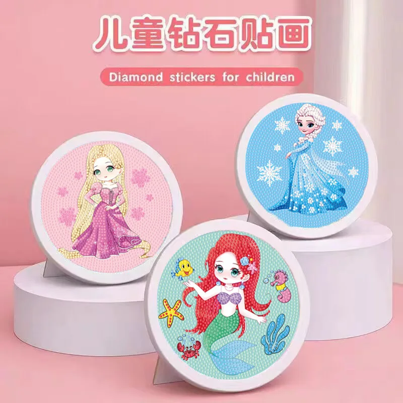

Cartoon Princess & Mermaid Diamond Painting With Frame, Kids DIY Craft, Birthday Gift & Home Decorative Ornament