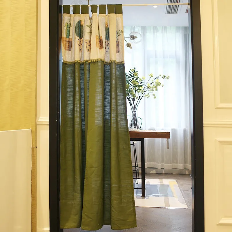 Soild Green Blackout Curtains Plant Cactus For The Bedroom Doorway custom rod pocket hangNordic Style