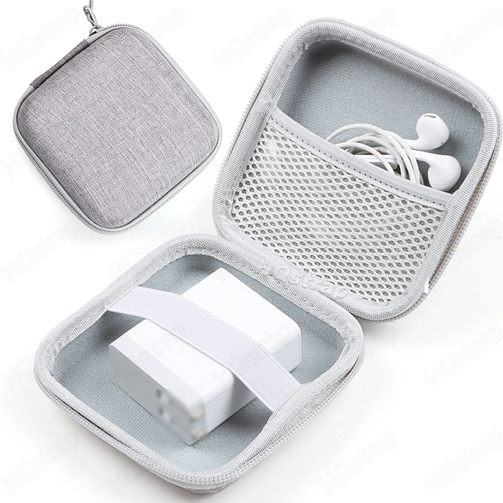 

Square Portable Travel Watch Accessories Organizer Bag Storage Pouch Case for Cable Cord Charger Data Cable Charger Storage Bag