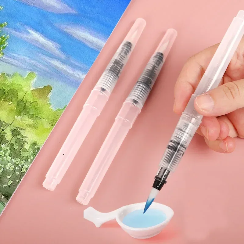 1/3pcs Watercolor Paint Pen Soft Tip Absorbent Brush Calligraphy Beginners Pen Stone Plastic Clay Gouache Brush Pigment