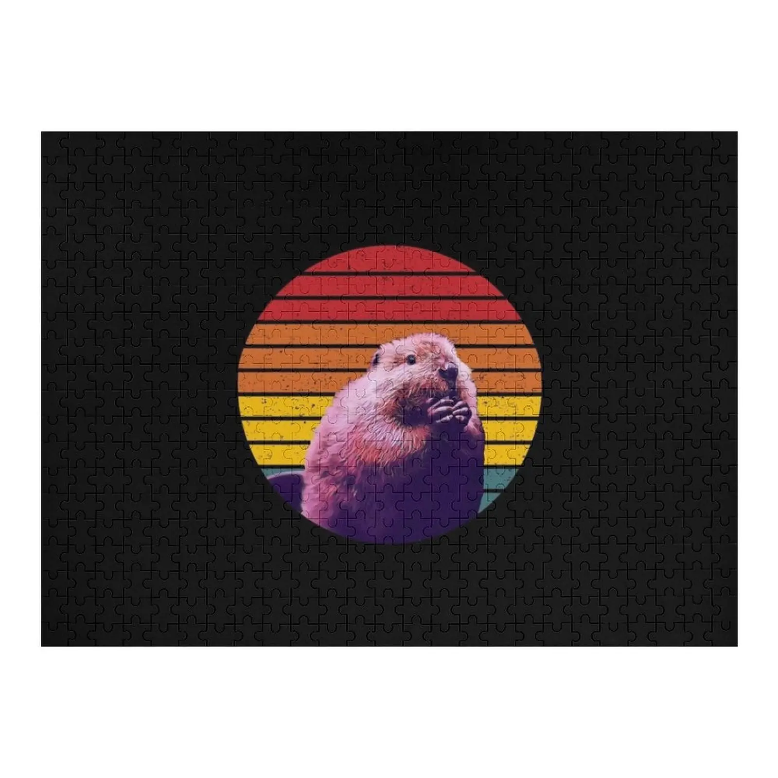 

Beave, beaver baby furry love, rescue beaver, beaver with toilet plunger, vintage sunset Jigsaw Puzzle Woodens For Adults Puzzle