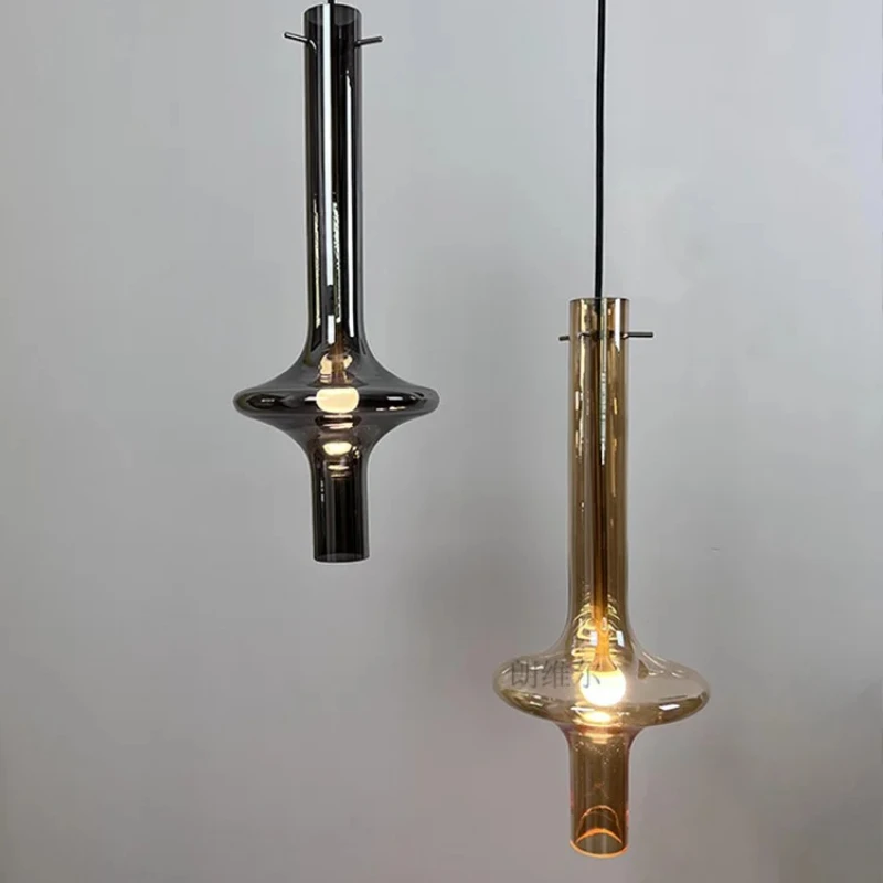 Modern Minimalist Glass Tube Pendant Light Nordic Designer Staircase Restaurant Bar Display Window LED Bedroom Bedside Lamp