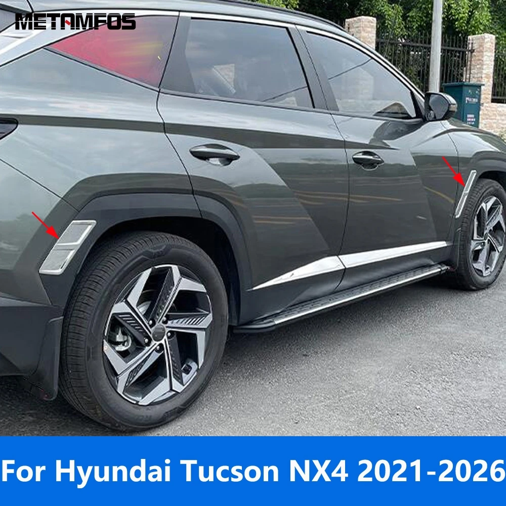 

For Hyundai Tucson NX4 2021-2025 2026 Carbon Fiber Front Rear Wheel Eyebrow Trim Side Body Fender Bezel Accessories Car Styling