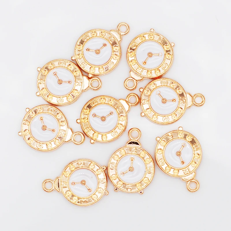 10/20/50pcs New Arrival Oil Drop Charms Cute Clock Enamel Charms Alloy Pendant Fit Necklaces Bracelets DIY Jewelry Accessories