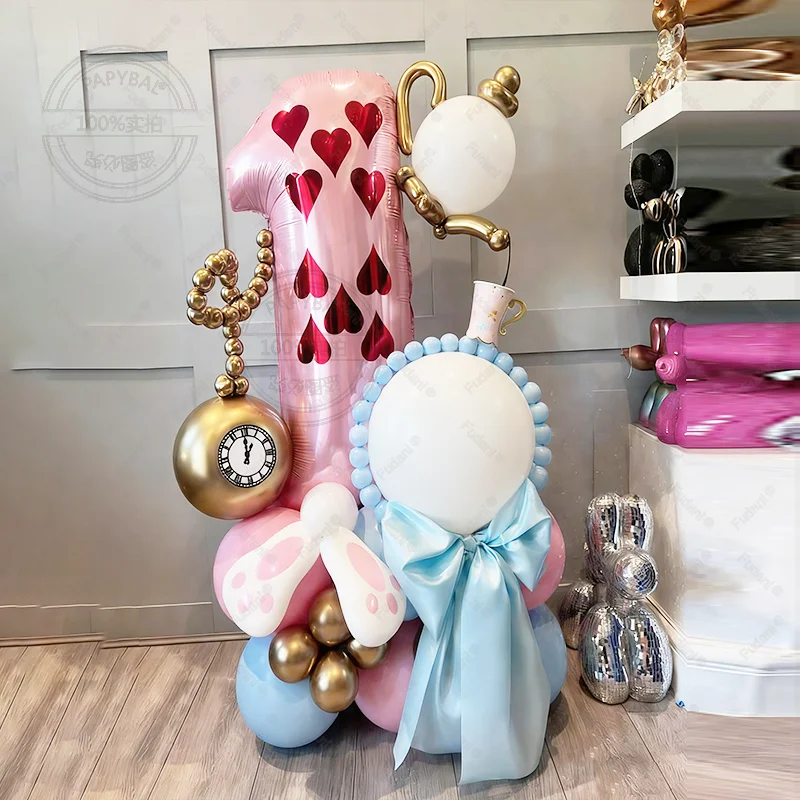 38 stücke Rosa Anzahl Geburtstag Ballon Set Herz-förmigen Ballon Party Dekoration Kinder Erwachsene Geburtstag Überraschung Geschenk Foto Requisiten