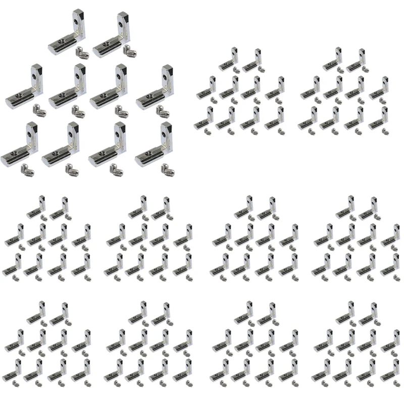 200Pcs T Slot L-Shape Interior Inside Corner Connector Joint Bracket For Aluminum Extrusion Profile 2020 Series Slot 6Mm