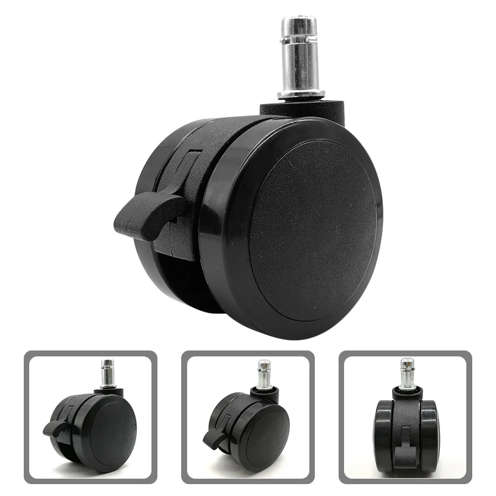 5Pcs Office Chair Wheels with Brake Function Polyurethane Casters Silent Operation Scratch Resistant for Hardwood and Carpet
