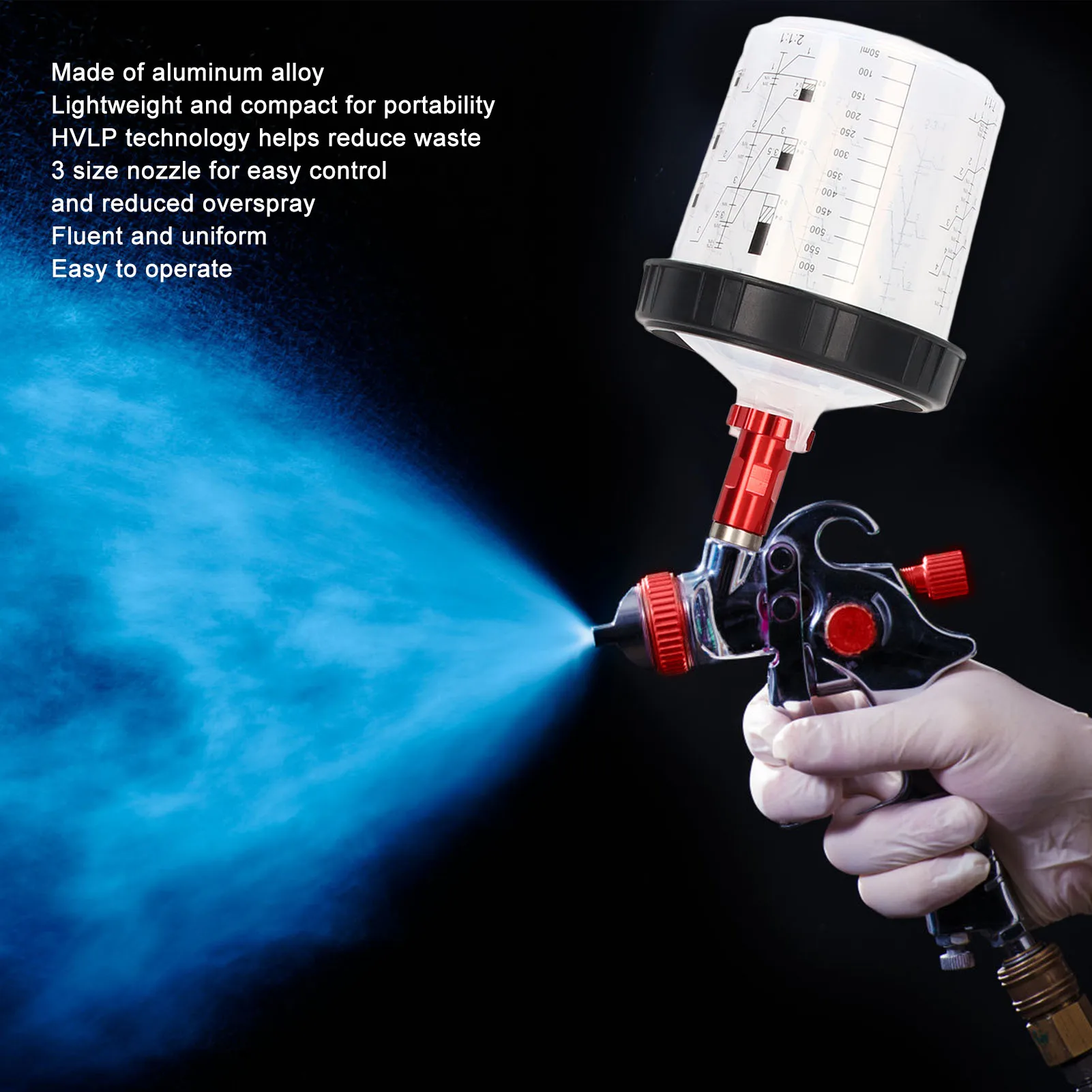 

HVLP Automotive Paint Spray Gun With 1.4mm 1.7mm 2.0mm Nozzle Auto Paint Spray Torch Kit G1/4 Air Inlet Paint Spray Gun