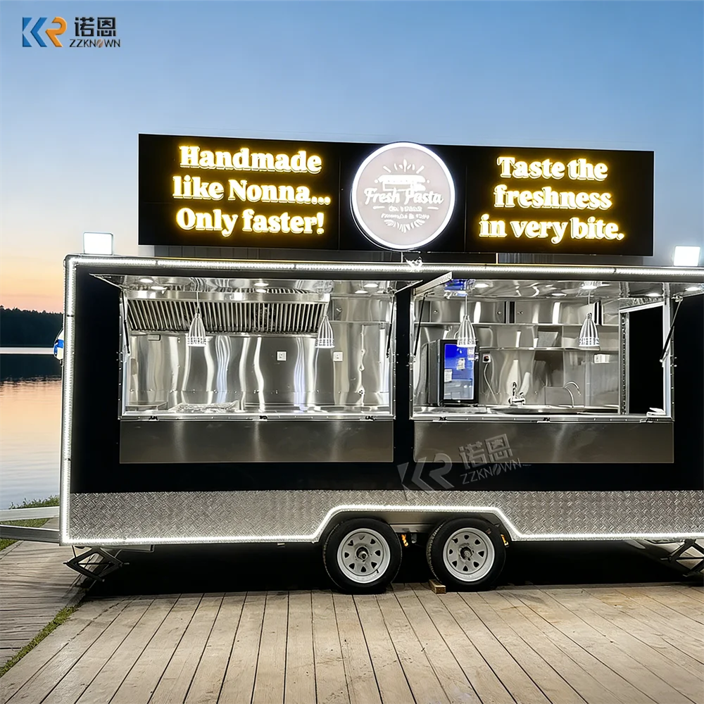 

Coffee Bar Catering Business Trailer Snack Pizza Ice Cream Cart Mobile Custom Built Food Truck With Stainless Steel Interior