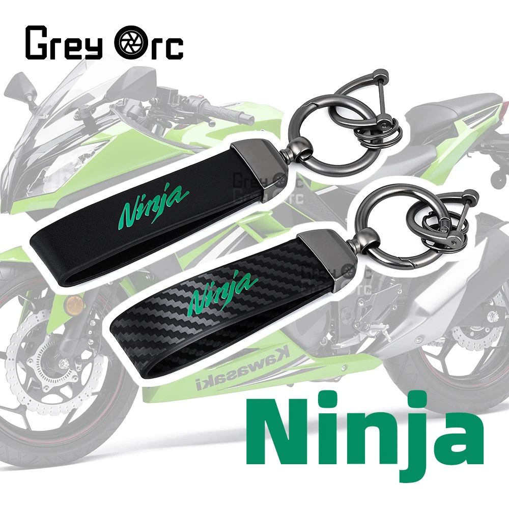 

For KAWASAKI Ninja 400 1000 ZX 4R ZX 6R ZX 10R Accessories Black/Carbon Texture Motorcycle High Quality Leather Keychain Keyring