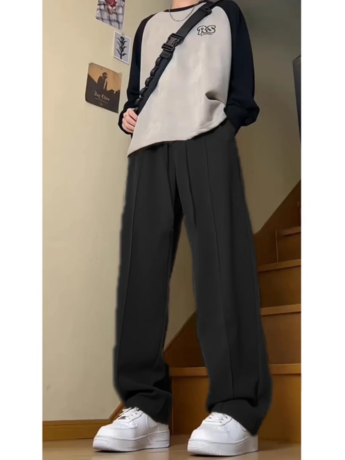 

Tall Men's Dress Pants Draped Feel CleanFit American High Street Spring Autumn Straight Leg MicroFlared Casual Trousers
