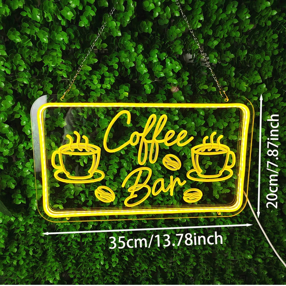 Coffee Neon Sign For Wall Decor,Powered by USB 3D Engrave Art Light, Coffee Bar, Adjustable Brightness Coffee Light Up Sign