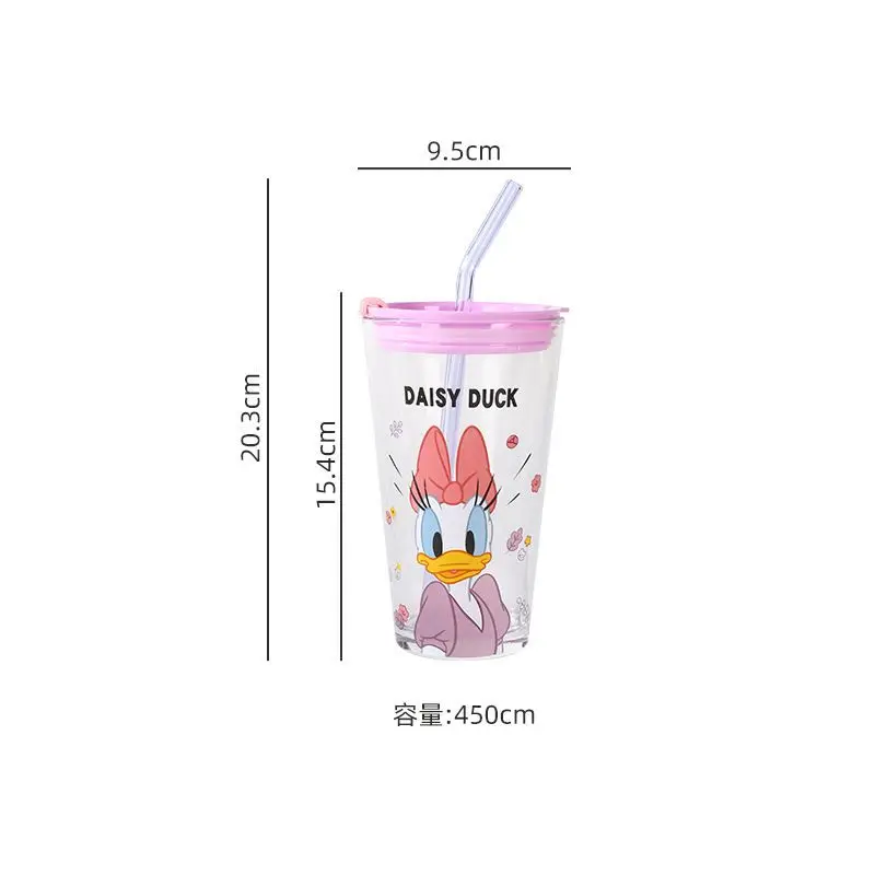 Disney มิกกี้เมาส์การ์ตูนพิมพ์แก้วถ้วยฟางแฟชั่นดูสูงหอพักนักเรียนถ้วยแก้วทนความร้อน