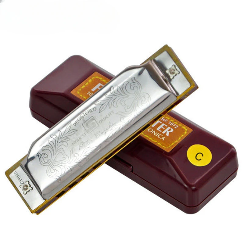 Harmonica New Silver Harp Diatonic Hole Blues Gaita Musical Instrument [C, A, B, D, E, F, G]