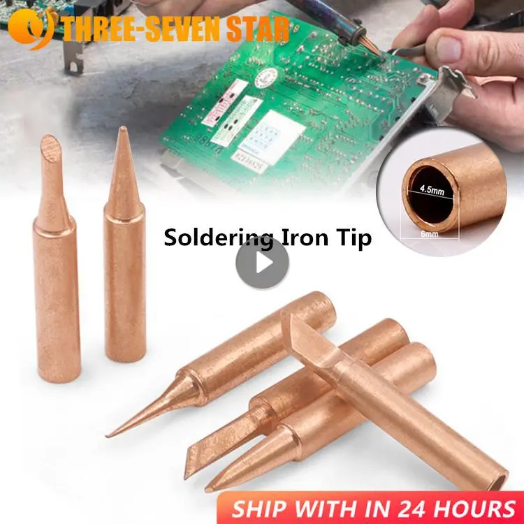 5pcs 900M-T Copper Soldering Iron Tips Welding Iron Nozzle Head Electric Soldering Iron Lead-free Welding Tips Soldering Tool