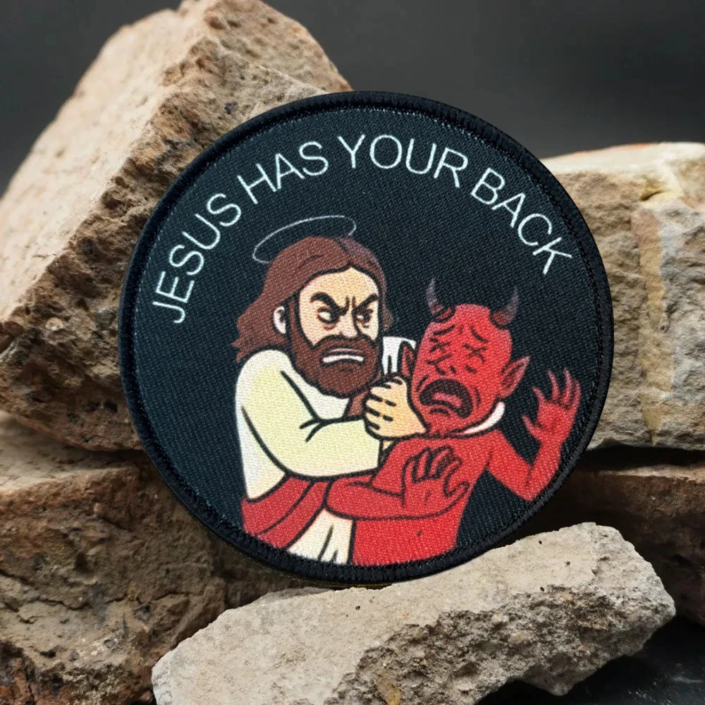 Picture 5: Jesus Has Your Back Tactical Patch Funny Hook&Loop Patches Armband Military Morale Badge Chevron Backpack Vest Stickers