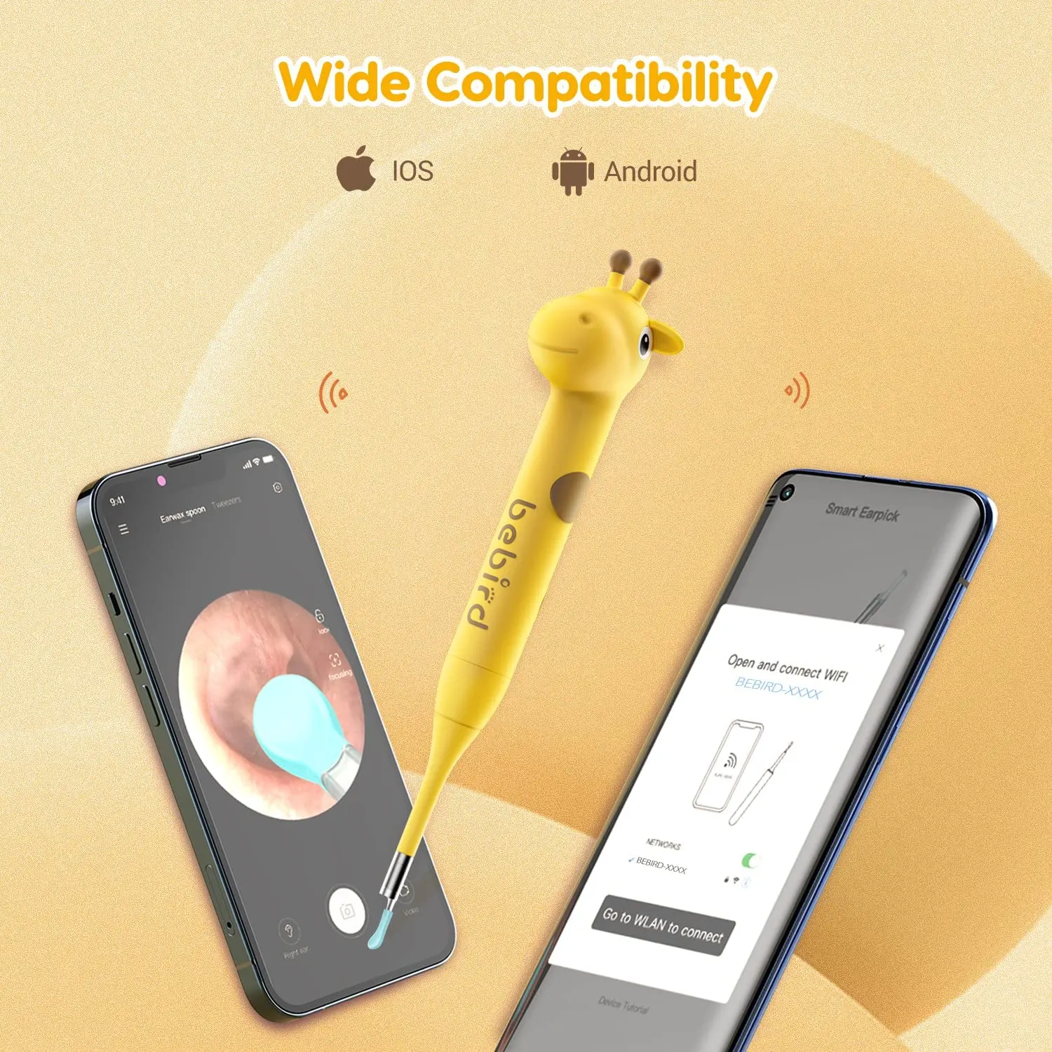 

BEBIRD D3 PRO Child Use Visual Ear Wax Removal Tool With Kids Electric Toothbrush 1080p HD Otoscope For IOS, Android Phones