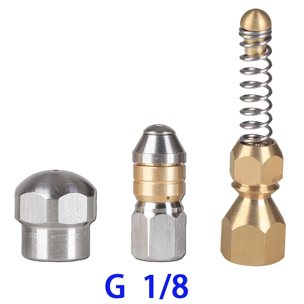 High Pressure Cleaner Sewer Drain Sewer Cleaning Nozzle Accessories 1/8 Inch Stainless Steel Quick Plug Drain Hose Nozzle Tools