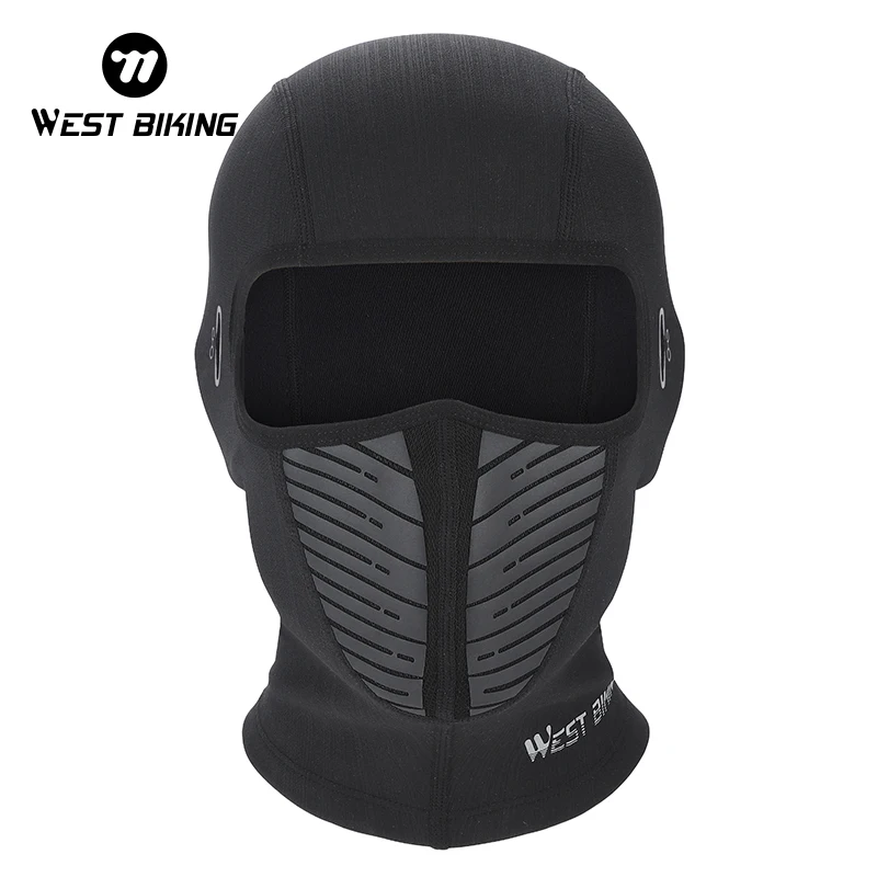 WEST BIKING 3D Reflective Windproof Motorcycle Hood Mask UV Protection Balaclava All Season Cycling Caps Men Running Hiking