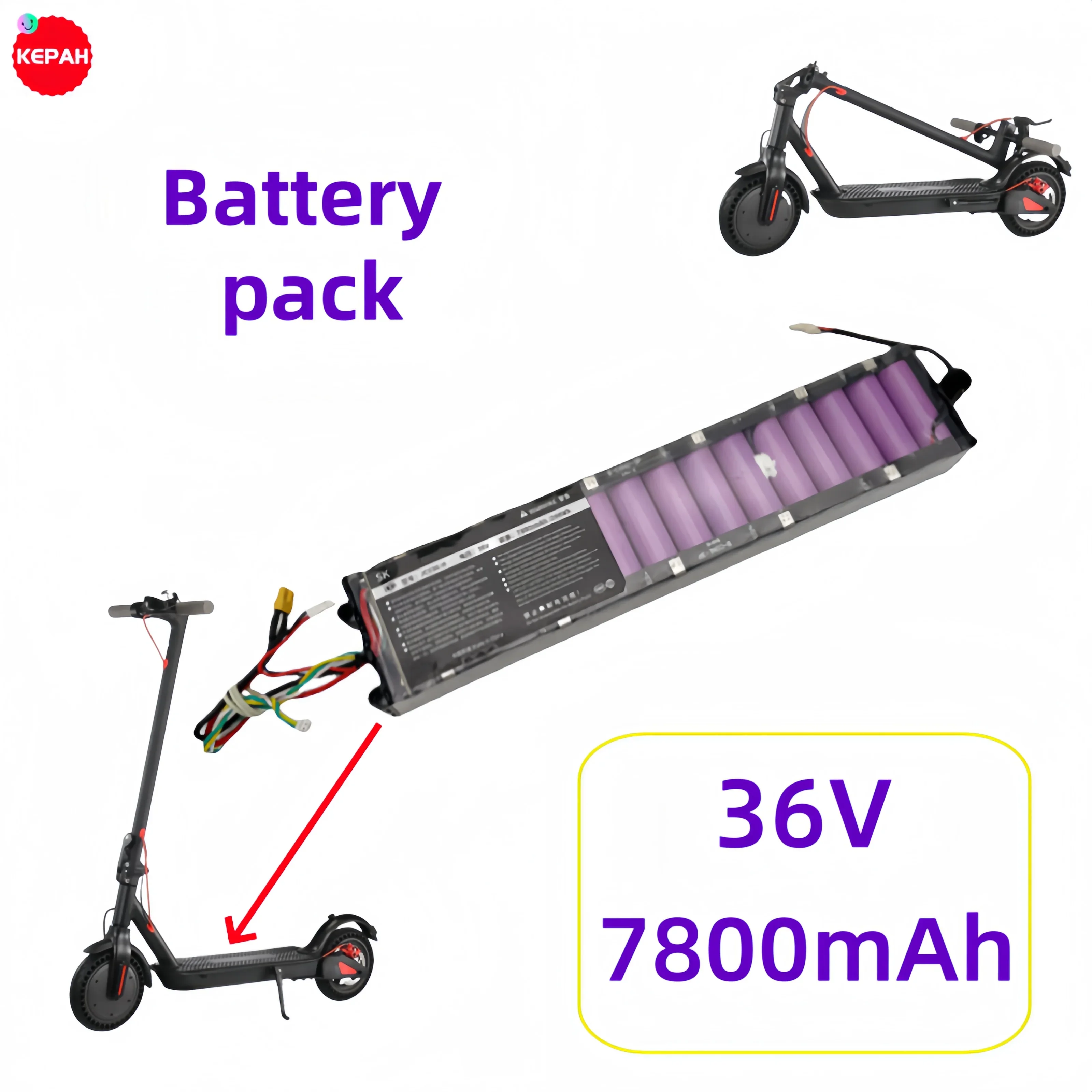 10S3P 36V 7.8Ah 100% original lithium battery pack suitable for Xiaomi M365 electric scooter, waterproof Bluetooth communication