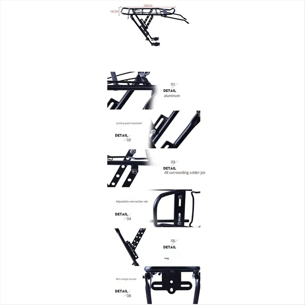 Schnellspann-Fahrrad-Gepäckträger, Großer Gepäckträger für Mountainbikes und Falträder, Fahrradzubehör – Detail 3