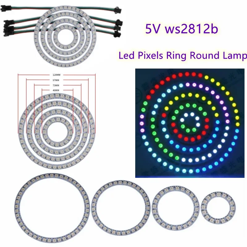 LED-Pixel Licht 16/24/35/45 LEDs smd5050 RGB DC5V WS2812B individuelle adressierbare Ring runde Lampe Entwicklungs board für Spielzeug autos