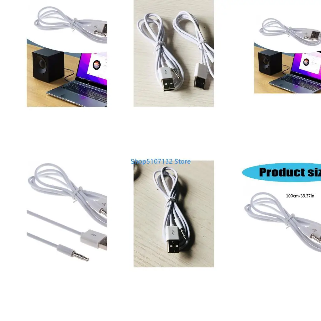 87HD Universal USB To 3.5mm Audios Cable Syncing & Cable For Devices And Devices 1M