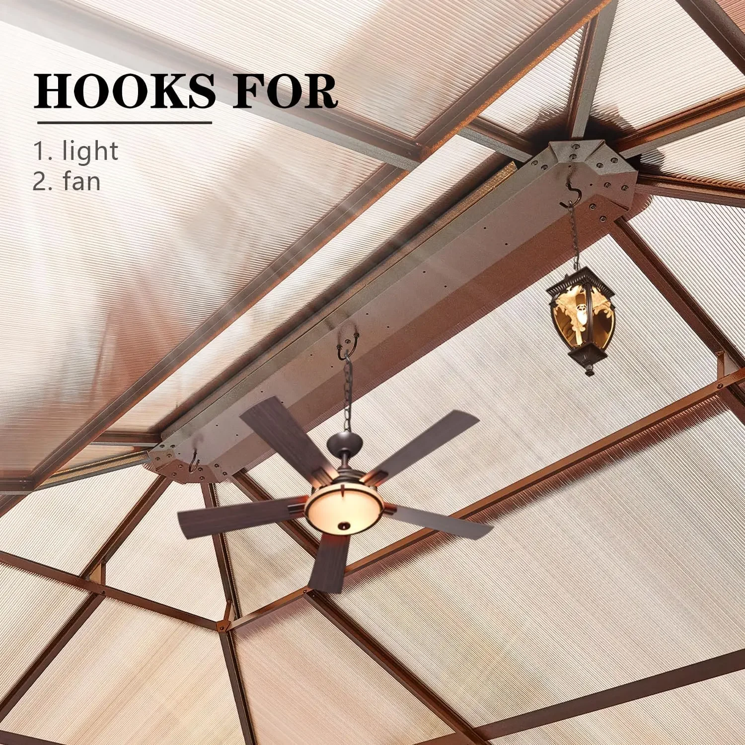 [Venda quente, compre agora! ] Gazebo de topo rígido de 10'x13', dossel de telhado duplo de policarbonato externo, pavilhão permanente de estrutura de alumínio com cur