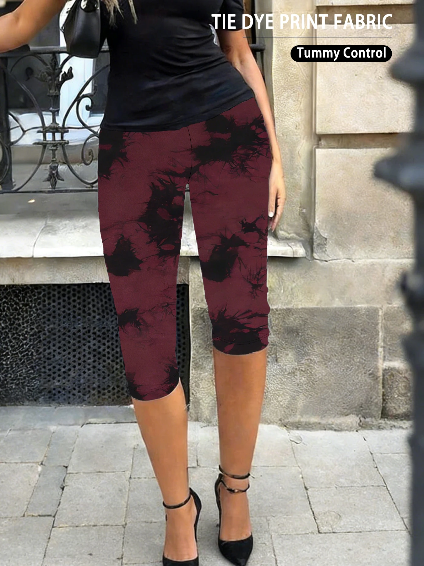 

Super Soft High Waisted Tie Dye Print Sport Capri Pants for Women No See Through Workout Running Yoga Athletic