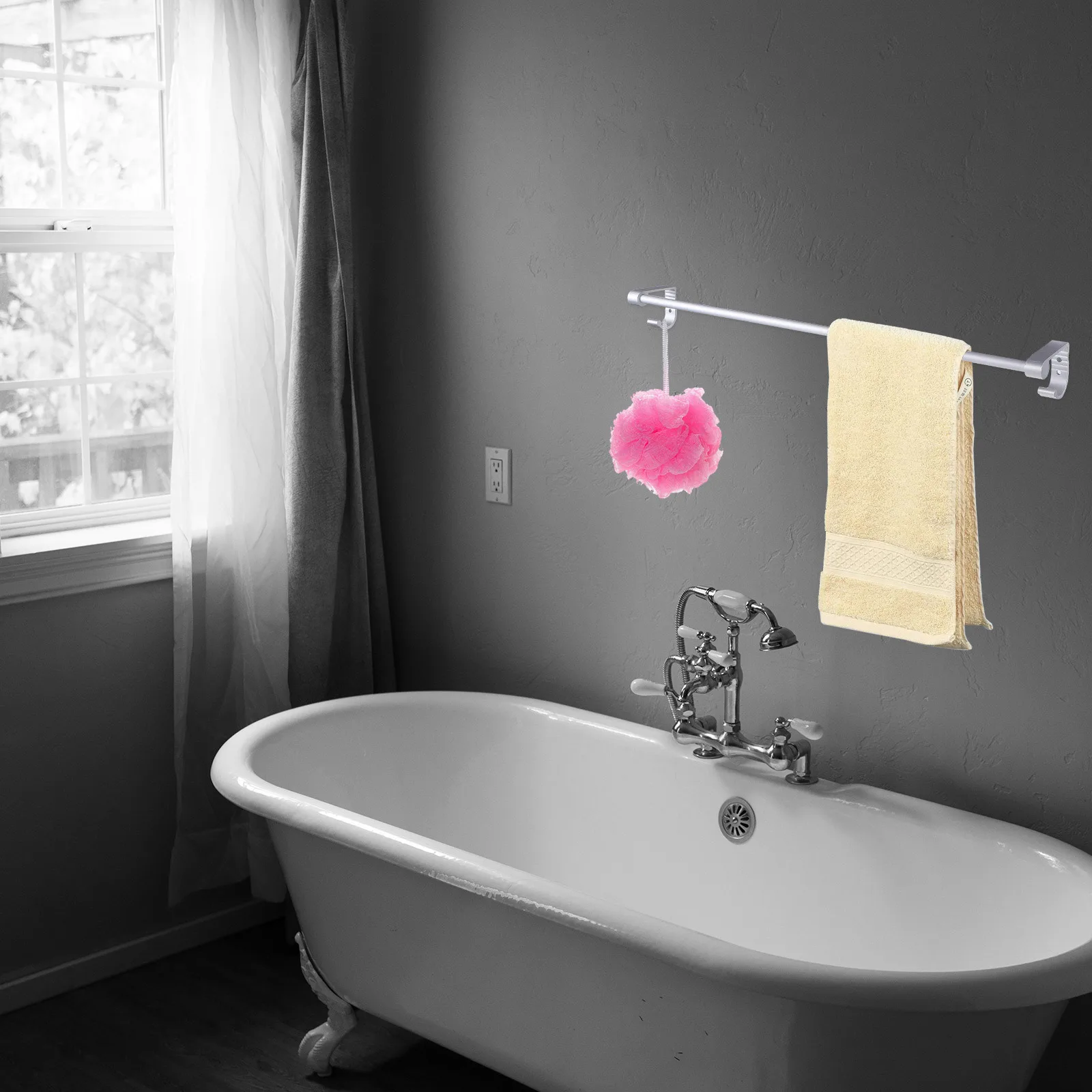 

Space Aluminum Towel Rack Premium Heavy Duty Wall Mounted Bathroom Organizer For Towels Robes Clothes Tile Glass Marble