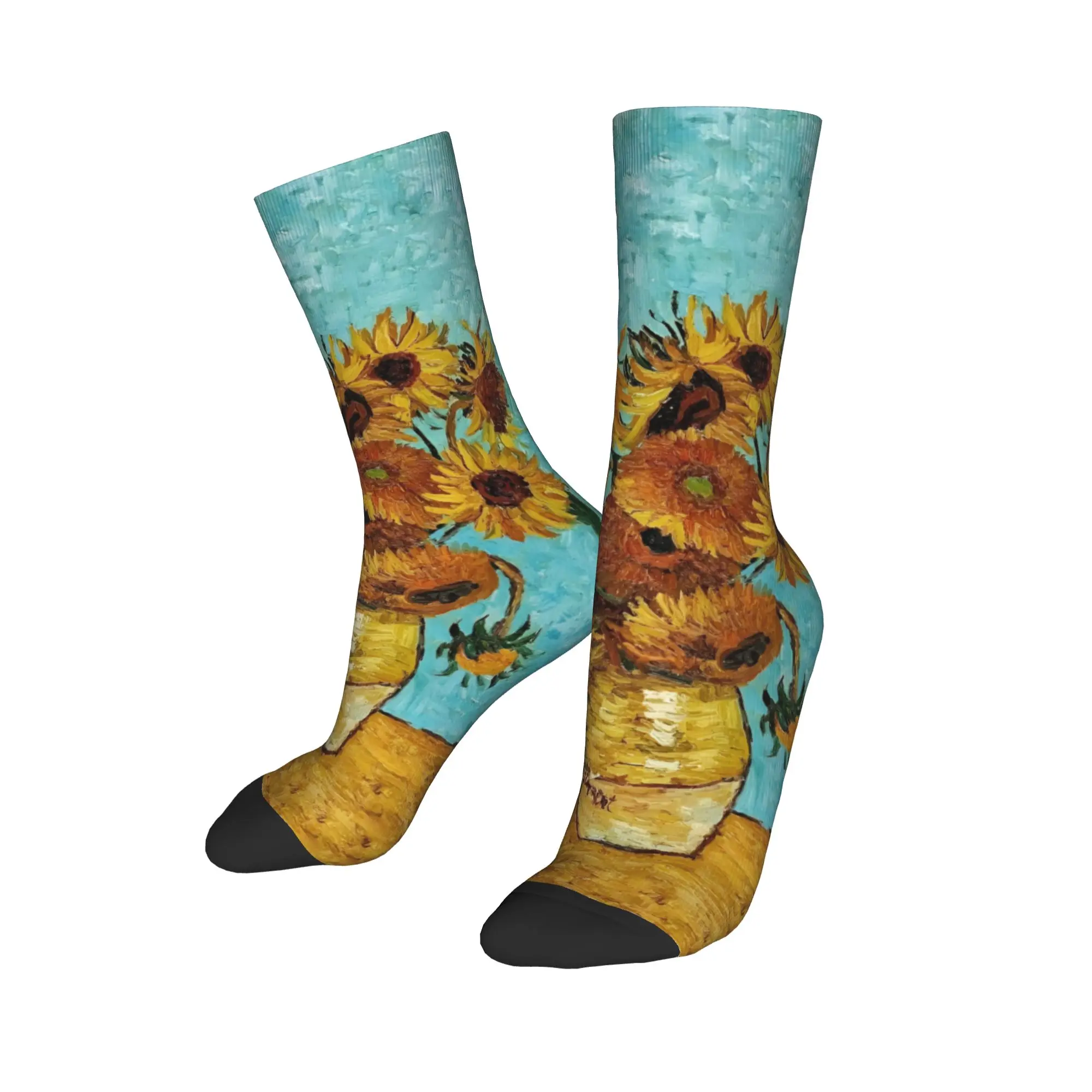 مخصص الجدة الرجال فنسنت فان جوخ اثني عشر عباد الشمس في فستان زهرية الجوارب للجنسين الدافئة تنفس ثلاثية الأبعاد المطبوعة طاقم الجوارب #1
