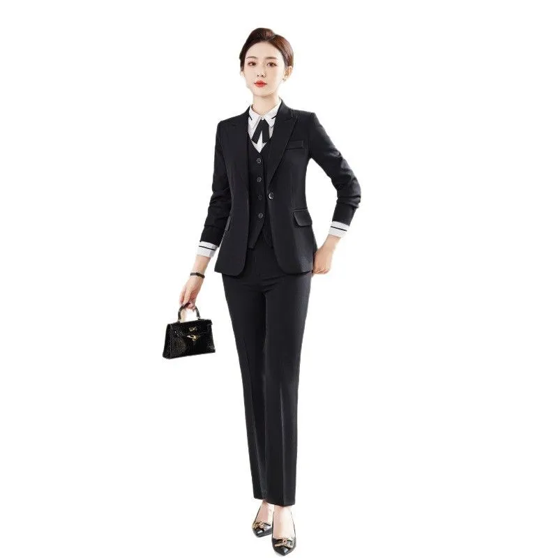 2025 الربيع والخريف جديد المهنية ارتداء المرأة طويلة الأكمام السترة سترة مجموعة حجم كبير الأعمال ملابس العمل الرسمية