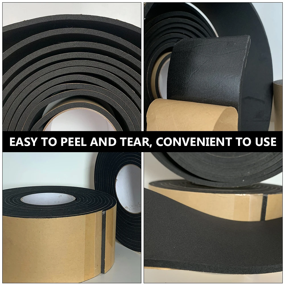 

2 Rolls Black Shockproof Sponge Tape for Door Insulation Weather Strip Sealing Soundproofing Adhesive Buffering Anti Skid Heat