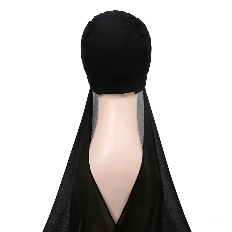 

Instant Hijab with Cap Chiffon Jersey Hijabs for Women Veil Muslim Fashion Islam Scarf Headscarf One Piece Amira Khimar Scarves
